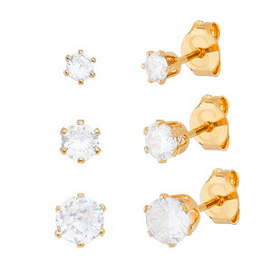 Trio Dourado Ponto de Luz em Zircônia - Khlóris