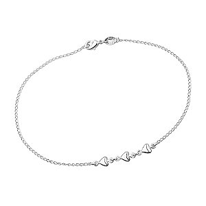 Tornozeleira Prateada 3 Corações Lisa - Khlóris