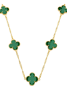 Colar Dourado 5 Trevos Verde - Khlóris
