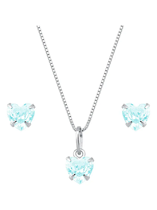 Conjunto Coração Azul em Prata 925 - Khlóris