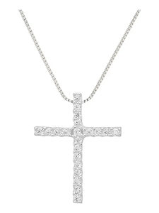 Colar Cruz Cravejada em Prata 925 - Khlóris