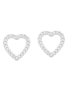 Brinco de Coração Cravejado em Prata 925 - Khlóris