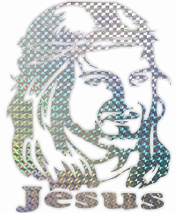 Adesivo Face de Cristo Prata 19 cm X 14 cm