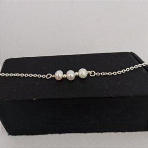 Colar Elo Português Centro Pérolas