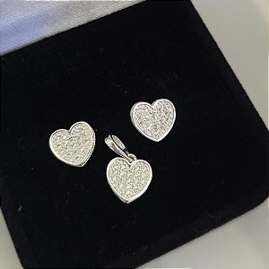 Conjunto Coração Cravejado 9mm