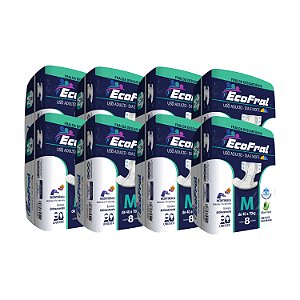 KIT 08 FRALDAS GERIÁTRICAS ECOFRAL - TAMANHO M - USO ADULTO - 8 UNIDADES