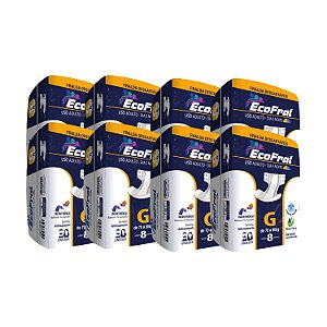 KIT 08 FRALDAS GERIÁTRICAS ECOFRAL - TAMANHO G - USO ADULTO - 8 UNIDADES