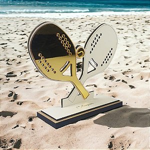 4 Troféu Beach Tennis Acrilico Dourado Prata Personalizado