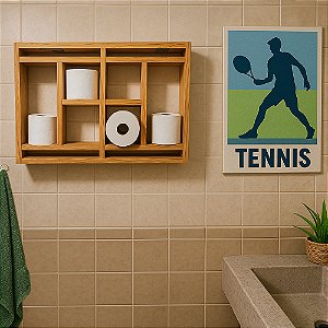 Porta-Papel Higiênico Retangular - Design de Linhas da Quadra de Tênis Estilo e Funcionalidade