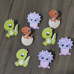 Lacinho P Acrílico Dinossauros 10 unidades