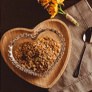 Bandeja de Bambu Coração 17cm x 16,5cm x 1,5cm