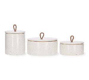 Kit Potes Decorativo em Cerâmica - 3 Peças Branco