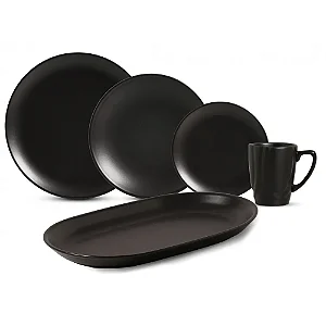 Aparelho de Jantar - 17 Peças Preto acetinado