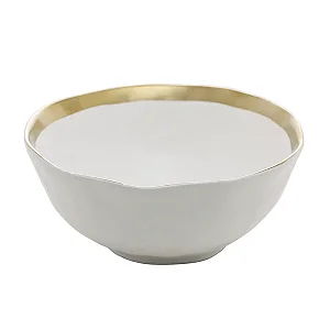 Bowl de Porcelana Dubai Branco Detalhes Dourados 15,5x7cm