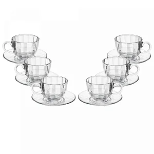 Conjunto 6 Xícaras de Café de Vidro com Pires Pétala 100ml