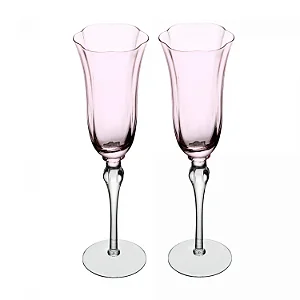 Conjunto 2 Taças de Champagne Lily 200ml Rosa e Cinza Vidro