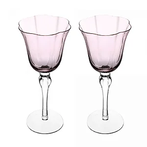 Conjunto 2 Taças de Vinho Lily 250ml Rosa e Cinza Vidro