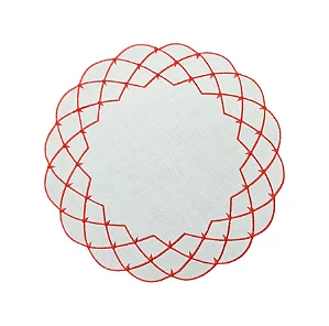 Jogo Americano Auguri Casa Stella Com Bordado Vermelho