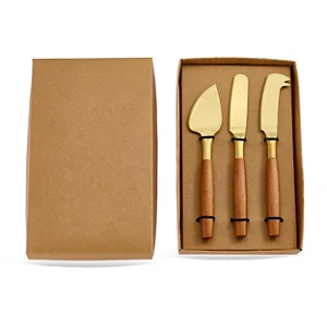 Kit De Espátulas Douradas Para Queijo 3 Peças
