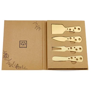 Kit De Espátulas Douradas Para Queijo 4 Peças