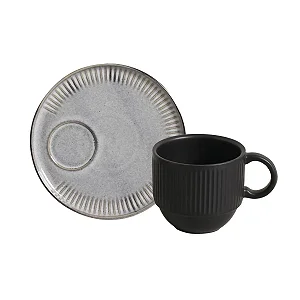 Conjunto 6 Xícaras de Chá com 6 Pires Linhas Dust 230ml