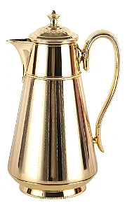 Garrafa Térmica Dourada 1L de Pressão em Aço Inox – Luxo para Café e Chá