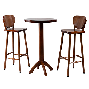 Conjunto Bistrô Redondo e 2 Banqueta Lisboa Imbuia