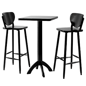 Conjunto Bistrô Quadrado e 2 Banqueta Lisboa Preto