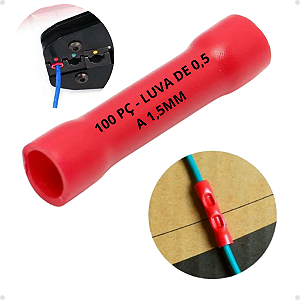 Terminal Luva Emenda 0,5 A 1,5mm Vermelho - 100 PEÇAS