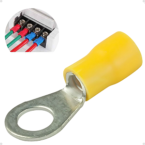 Terminal Olhal Pré Isolado Amarelo 4 À 6mm M4 - 100 Peças