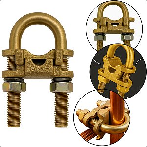 GTU GRAMPO ATERRAMENTO HASTE CONECTOR DUPLO 5/8 REFORÇADO