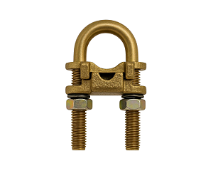 Grampo de Aterramento GTU Duplo Reforçado para Haste 5/8" em Latão
