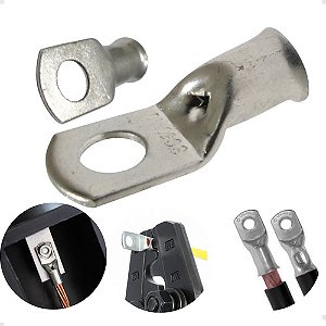 Terminal Compressão Conector Olhal Cabos 70mm Furo M10 Prata