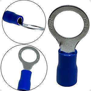 TERMINAL OLHAL PRÉ ISOLADO AZUL 1,5 A 2,5MM M8 100 PEÇAS