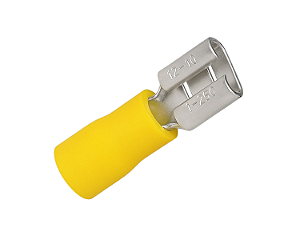 Terminal Fêmea Pré-Isolado 4–6 mm² Amarelo para Cabos – 100 Unidades