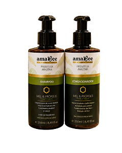Kit Cronograma Capilar Natural Shampoo e Condicionador de Mel e Própolis AmaBee 250ml
