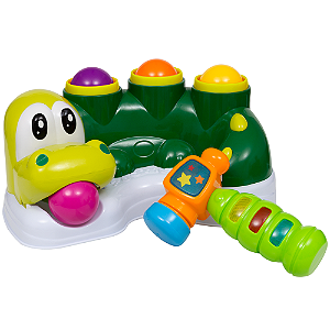 Brinquedo Jacaré Bate Martelo Com Som E Luzes E 6 Bolas Buba