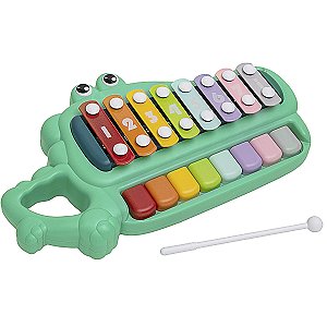 Xilofone Bebê Infantil Jacaré Brinquedo Musical Buba Bastão Cor:Colorido