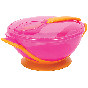 Kit Refeição Com Colher Rosa - Bowl Com Ventosa Buba 5803 Cor:Rosa