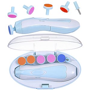 Kit Lixa De Unha Elétrico Para Bebê Com Estojo - Buba Cor:Branco e Azul
