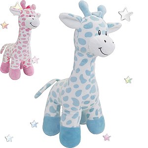 Pelúcia Antialérgica Girafinha Macia Bebê Decoração Buba 40cm Cor:Azul
