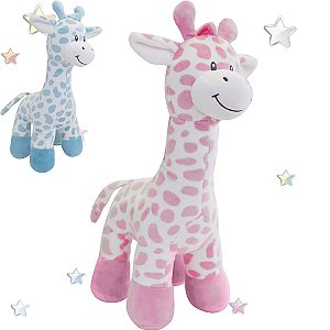Pelúcia Antialérgica Girafinha Macia Bebê Decoração Buba 40cm Cor:Rosa