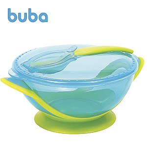 Kit Refeição Infantil C/ Colher Prato C/ Ventosa 400 Ml Buba Cor:Azul