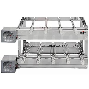 Churrasqueira Gira Grill Inox 2 Andares 9 Espetos Cabo inox