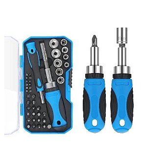 Jogo Chave Fenda Catracada Bits Soquetes Sextavado Kit 44 Pçs
