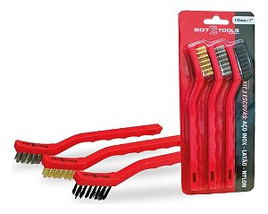 Kit De Escovas De Nylon Detalhamento Automotivo 3 Uni Sigma