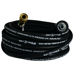 MANGUEIRA TRAMA AÇO (M22/14 E 15 X ENGATE RÁPIDO) P/ LAVADORAS ALTA PRESSÃO – 12 METROS
