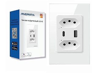 TOMADA INTELIGENTE DUPLA USB BRANCA NOVA DIGITAL