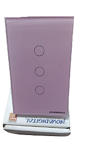 INTERRUPTOR TOUCH WIFI 3 BOTOES ROSA NOVA DIGITAL