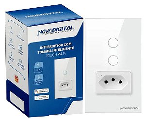 INTERRUPTOR COM TOMADA INTELIGENTE TOUCH WI-FI NOVA DIGITAL